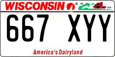 WI license plate 667XYY