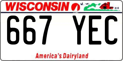 WI license plate 667YEC