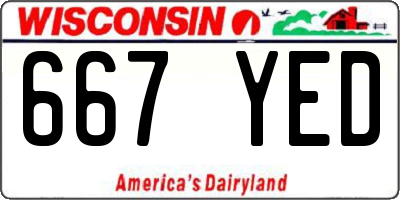 WI license plate 667YED
