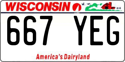 WI license plate 667YEG