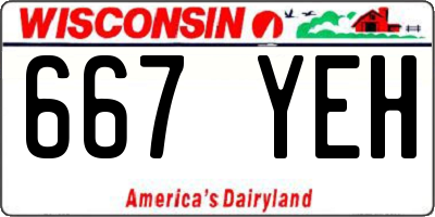 WI license plate 667YEH
