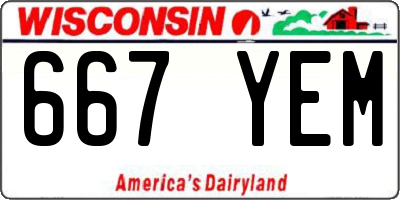 WI license plate 667YEM