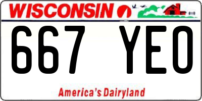 WI license plate 667YEO