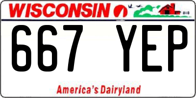 WI license plate 667YEP