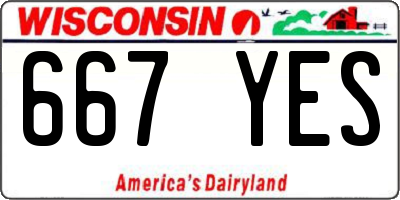 WI license plate 667YES