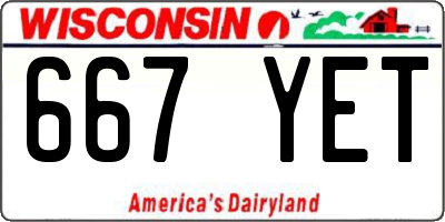 WI license plate 667YET