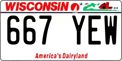 WI license plate 667YEW