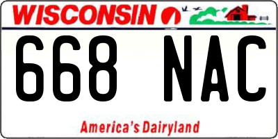 WI license plate 668NAC