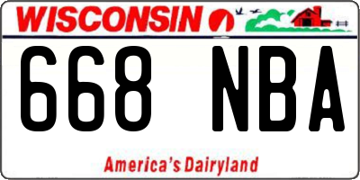 WI license plate 668NBA