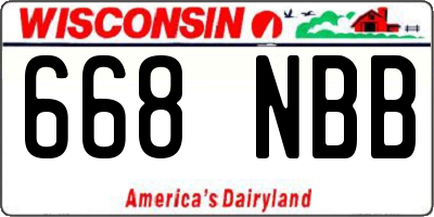 WI license plate 668NBB