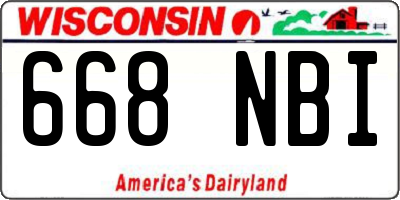 WI license plate 668NBI