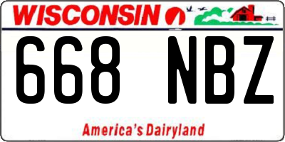WI license plate 668NBZ