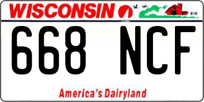 WI license plate 668NCF