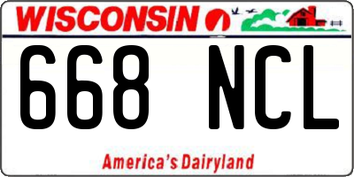 WI license plate 668NCL