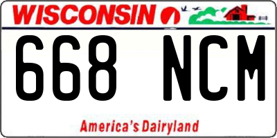 WI license plate 668NCM