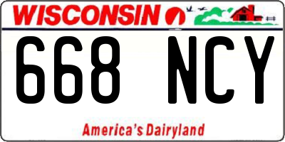 WI license plate 668NCY