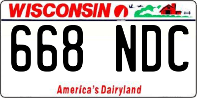 WI license plate 668NDC