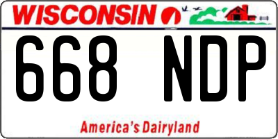 WI license plate 668NDP