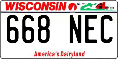WI license plate 668NEC