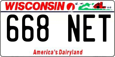 WI license plate 668NET
