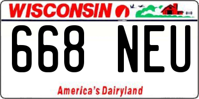 WI license plate 668NEU