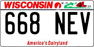 WI license plate 668NEV
