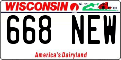 WI license plate 668NEW
