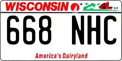 WI license plate 668NHC