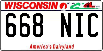 WI license plate 668NIC