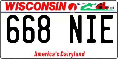 WI license plate 668NIE