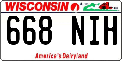 WI license plate 668NIH