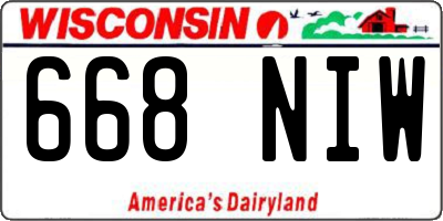 WI license plate 668NIW