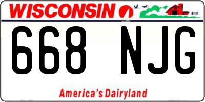 WI license plate 668NJG