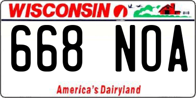 WI license plate 668NOA