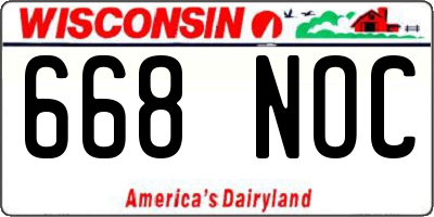 WI license plate 668NOC