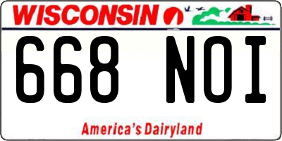 WI license plate 668NOI