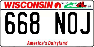 WI license plate 668NOJ