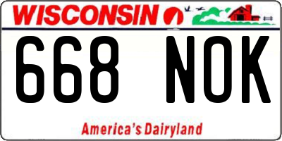 WI license plate 668NOK
