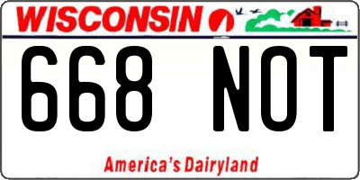 WI license plate 668NOT