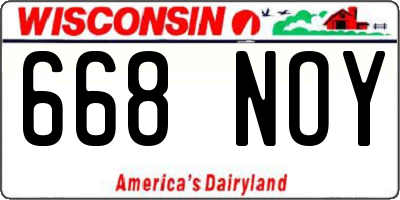 WI license plate 668NOY