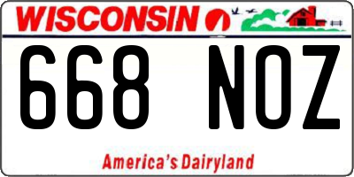 WI license plate 668NOZ