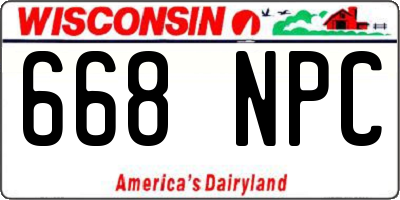 WI license plate 668NPC