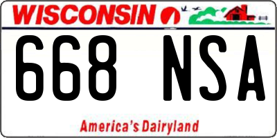 WI license plate 668NSA