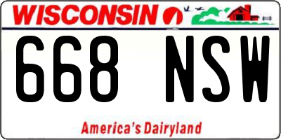 WI license plate 668NSW