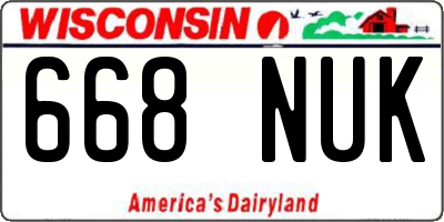 WI license plate 668NUK