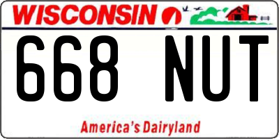 WI license plate 668NUT
