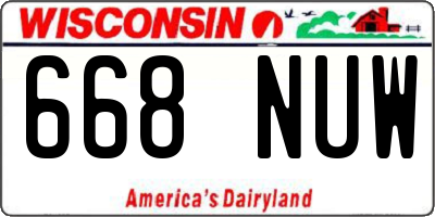 WI license plate 668NUW