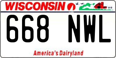 WI license plate 668NWL