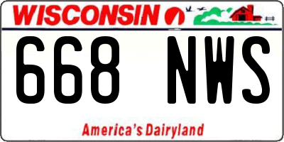 WI license plate 668NWS