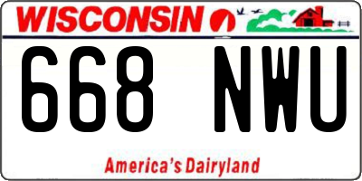 WI license plate 668NWU